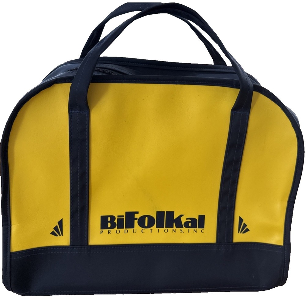 BiFolkal Productions, Incorporated Vintage 1976 Bright Yellow Blue Carrying Bag
